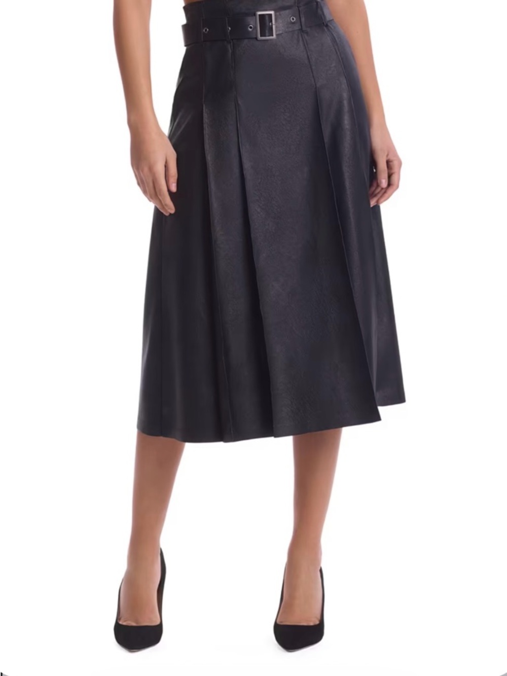Commando Faux Leather Belted Midi Skirt